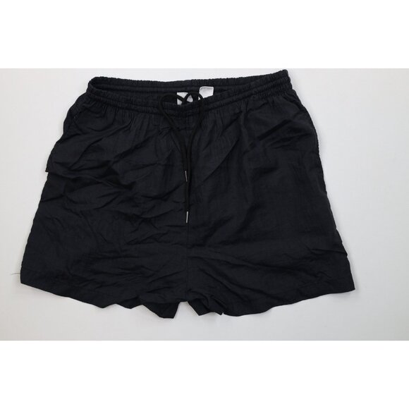 Vtg 90s Streetwear Mens Large Faded Blank Running Jogging Soccer Shorts Black - Picture 1 of 9